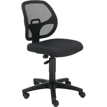 Global Industrial Armless Mesh Back Office Chair, Fabric, Black 695644BK